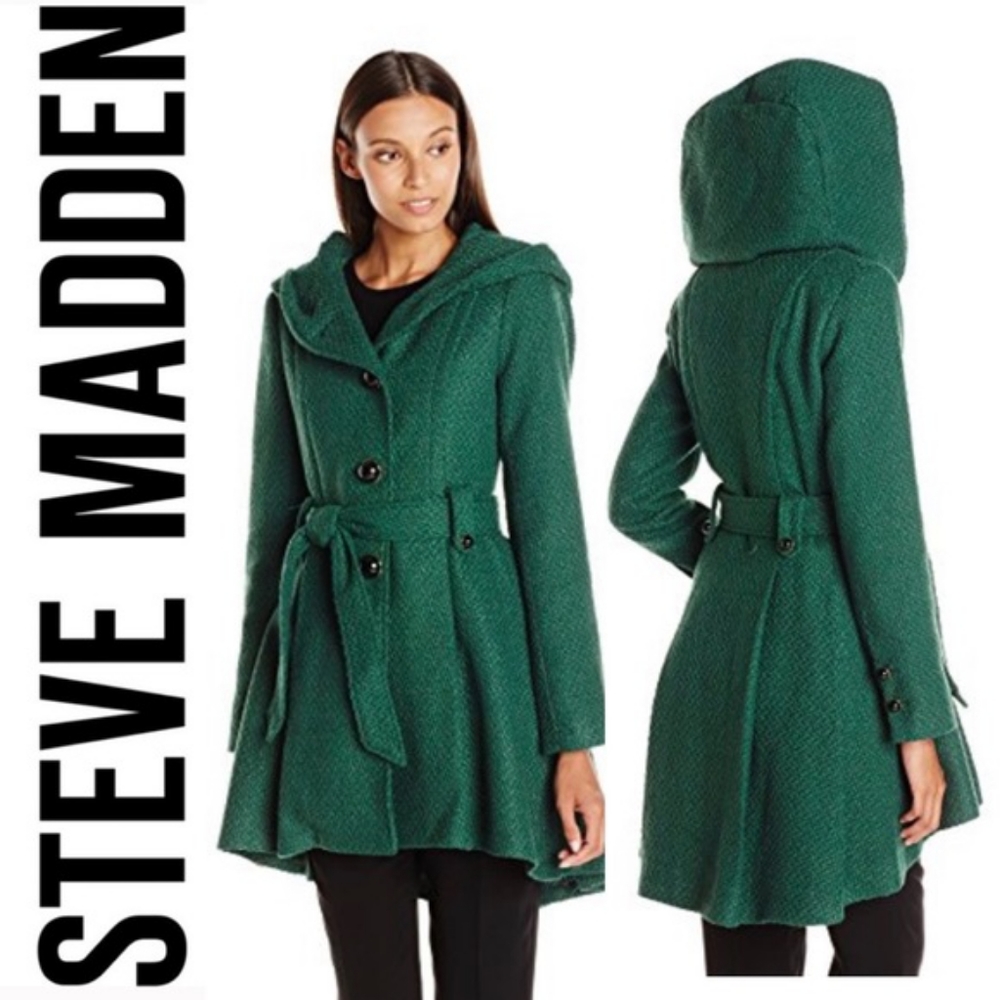 Belted Hooded Skirted Coat